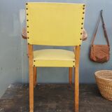 Fauteuil bridge skaï jaune