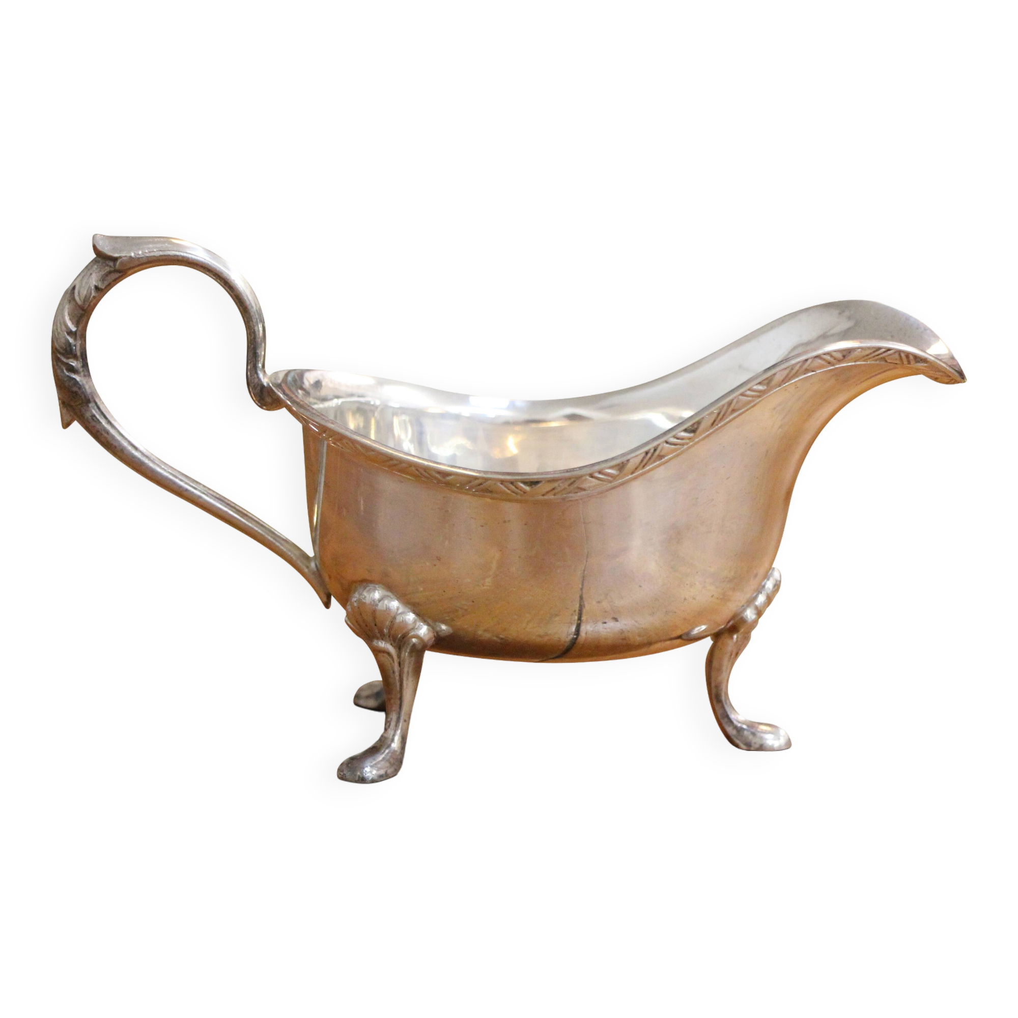 1 Silver Sauce Boat with 1 Silver Braided Strainer