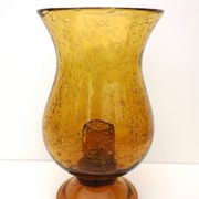 Bougeoir photophore Biot en verre ambré soufflé, bullé