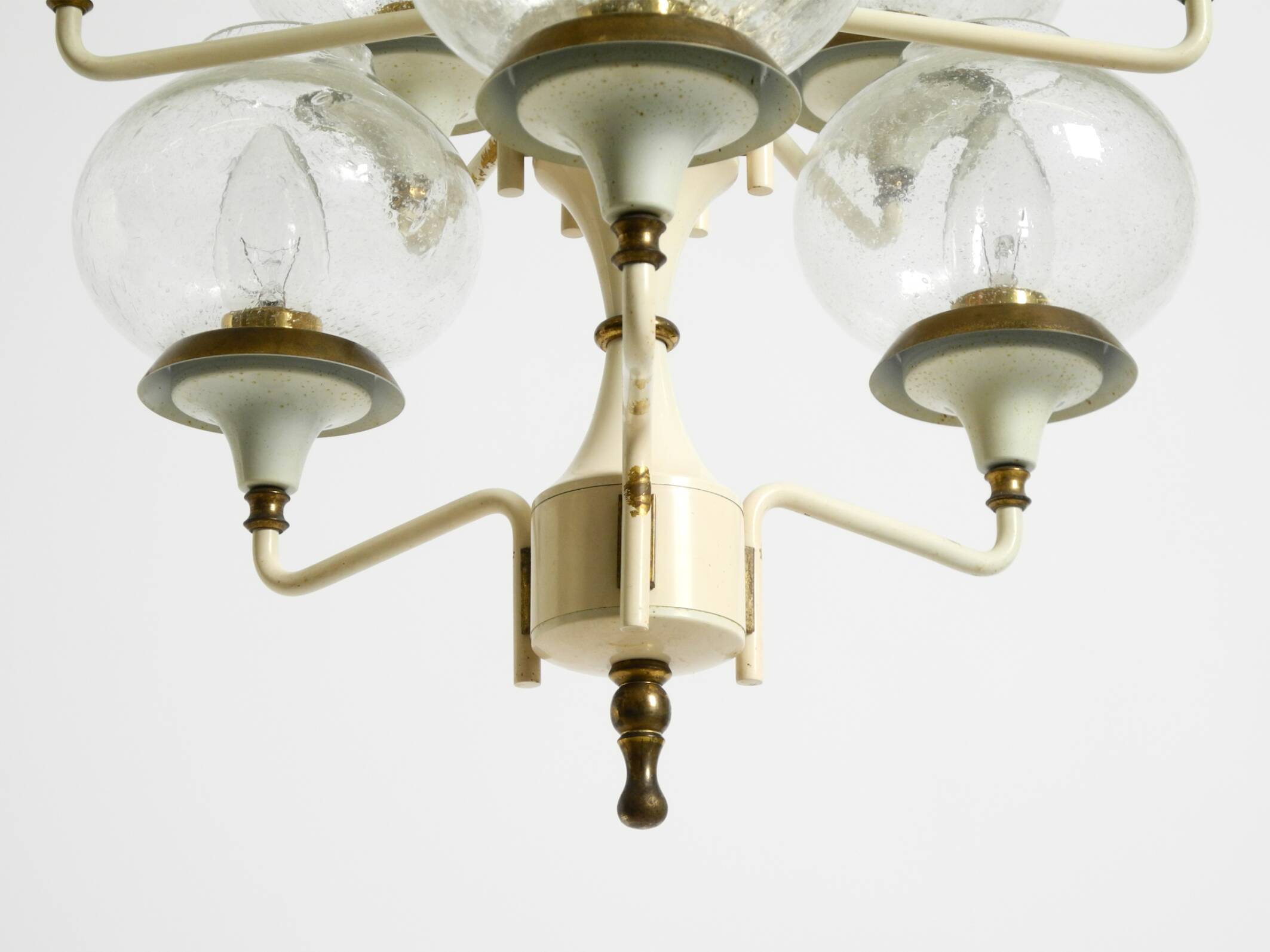 Large 1960s brass and glass tulip ceiling lamp by Hans Agne Jakobsson