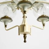 Large 1960s brass and glass tulip ceiling lamp by Hans Agne Jakobsson