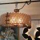 Patinated brass lurstre, and Murano glass