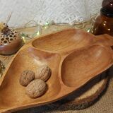 Wooden aperitif tray, leaf-shaped / empty vintage pocket
