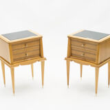 Paire de chevets en sycomore laiton 1950