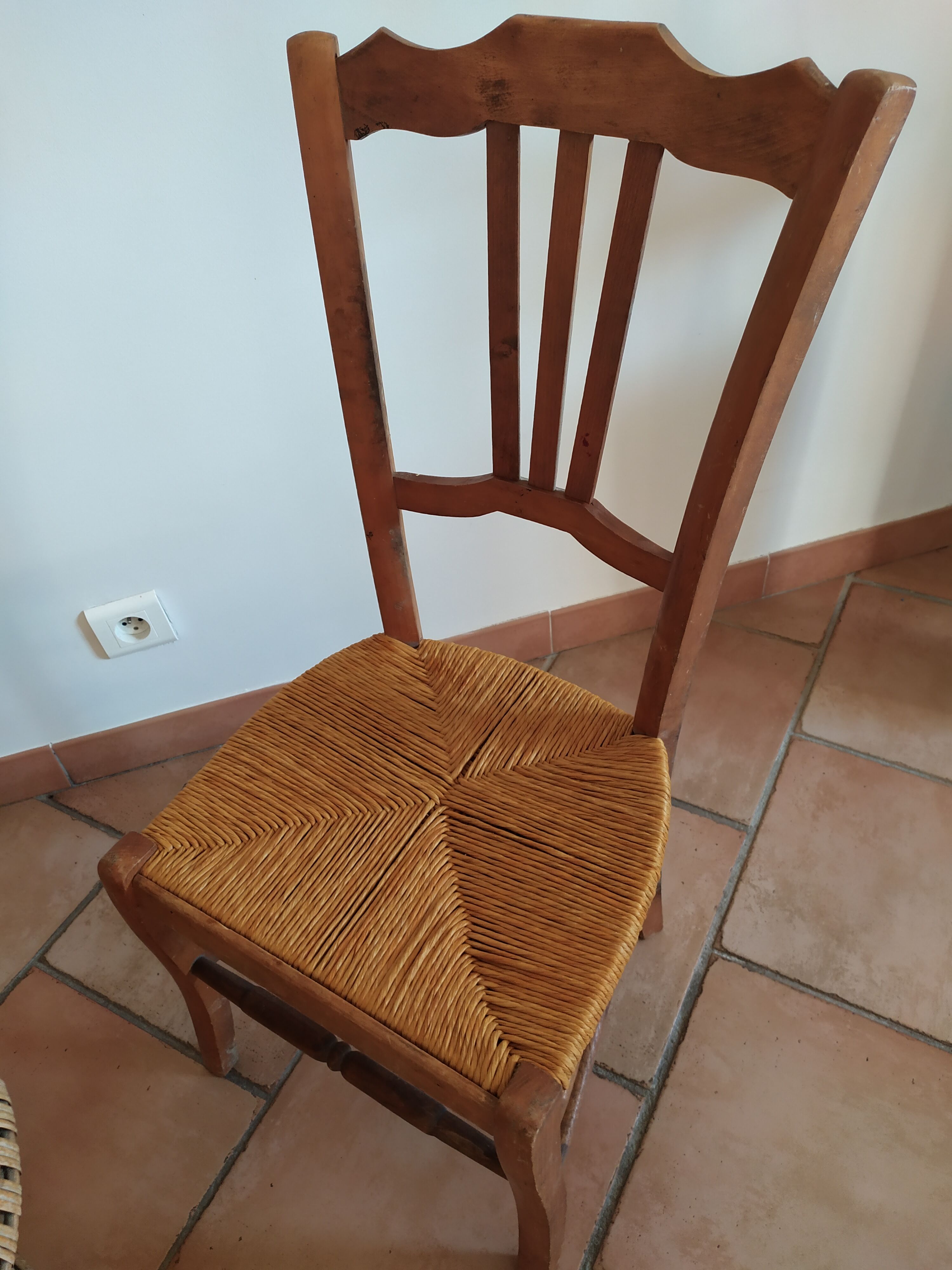 Vintage straw low chairs