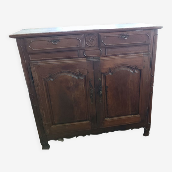 Sideboard with 2 doors and 2 drawers in walnut, 18th