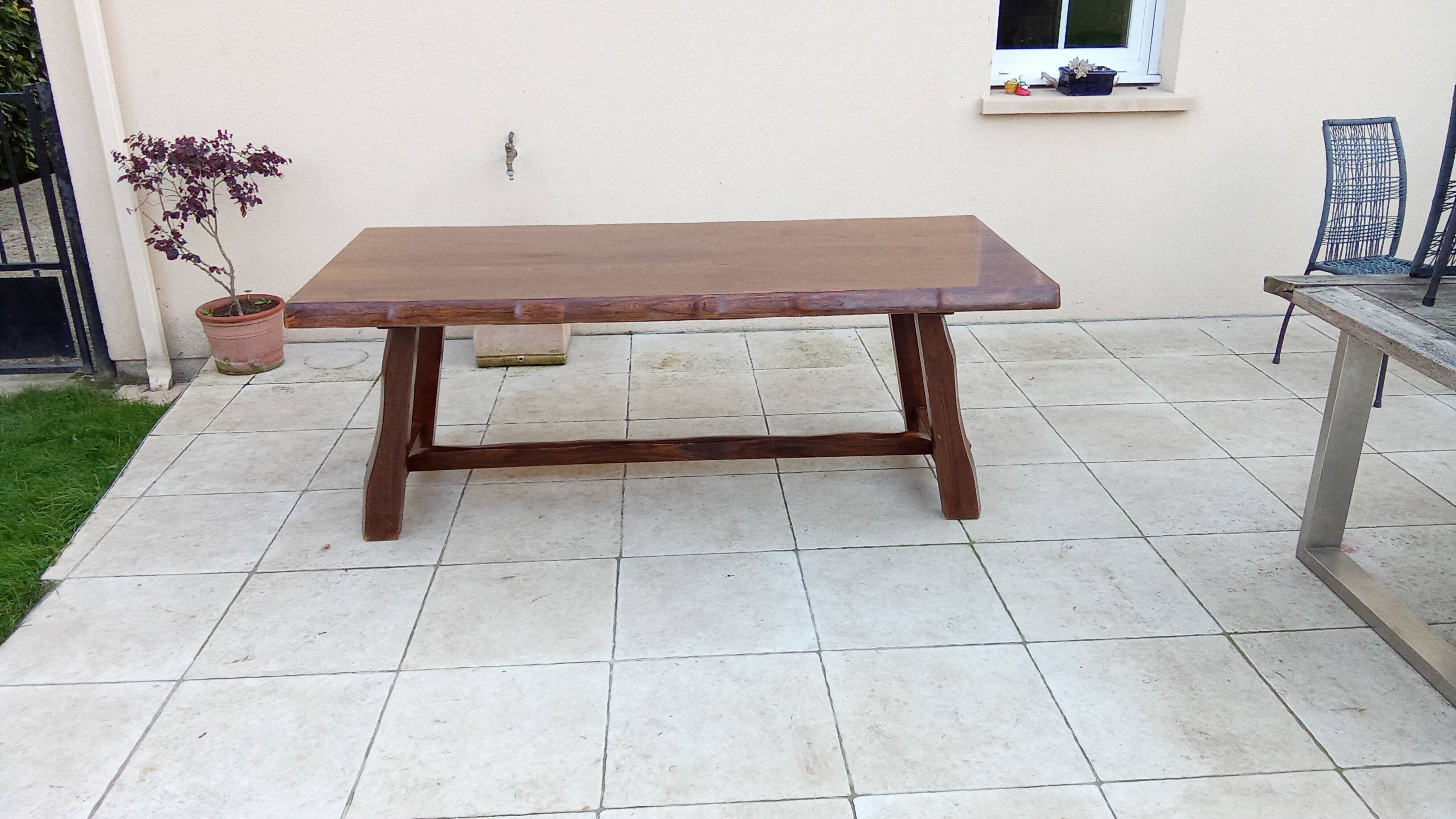 Vintage Scandinavian Brutalist Elm Farmhouse Table