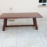 Vintage Scandinavian Brutalist Elm Farmhouse Table