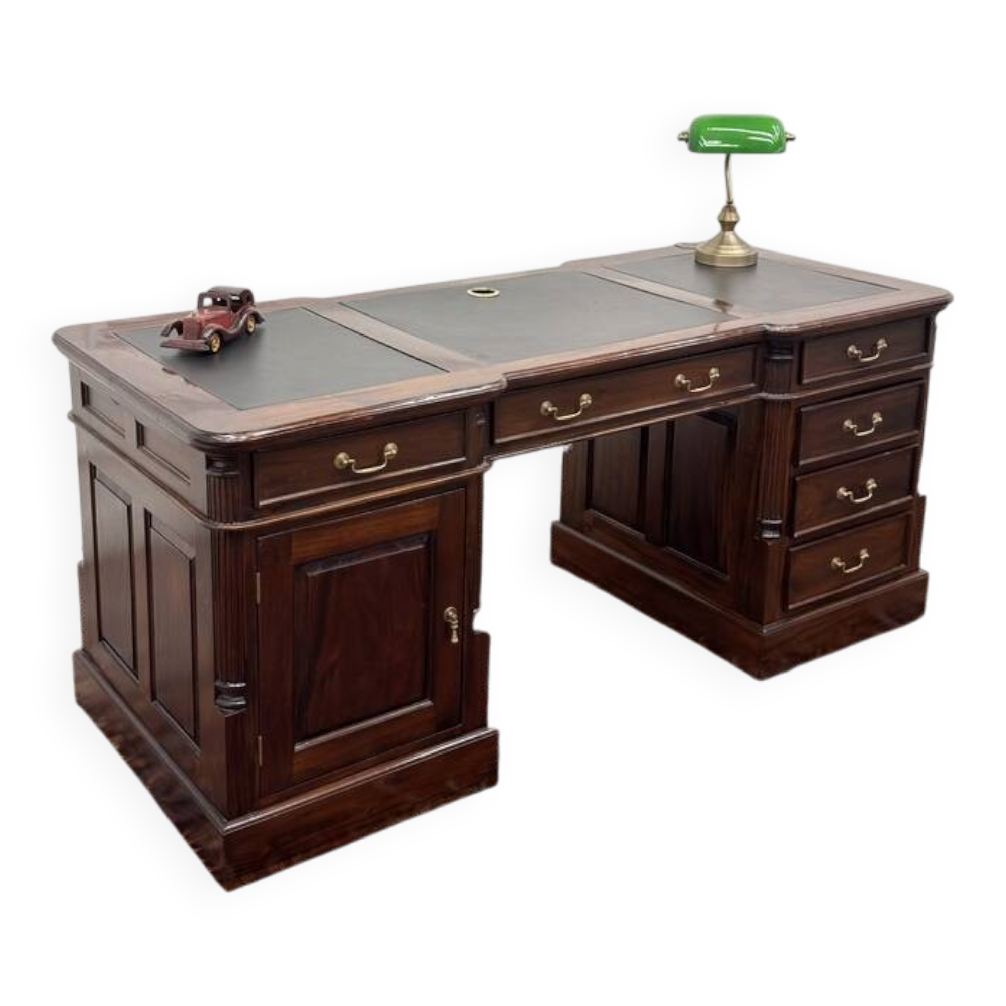Classic English Desk with Black Leather