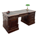 Classic English Desk with Black Leather