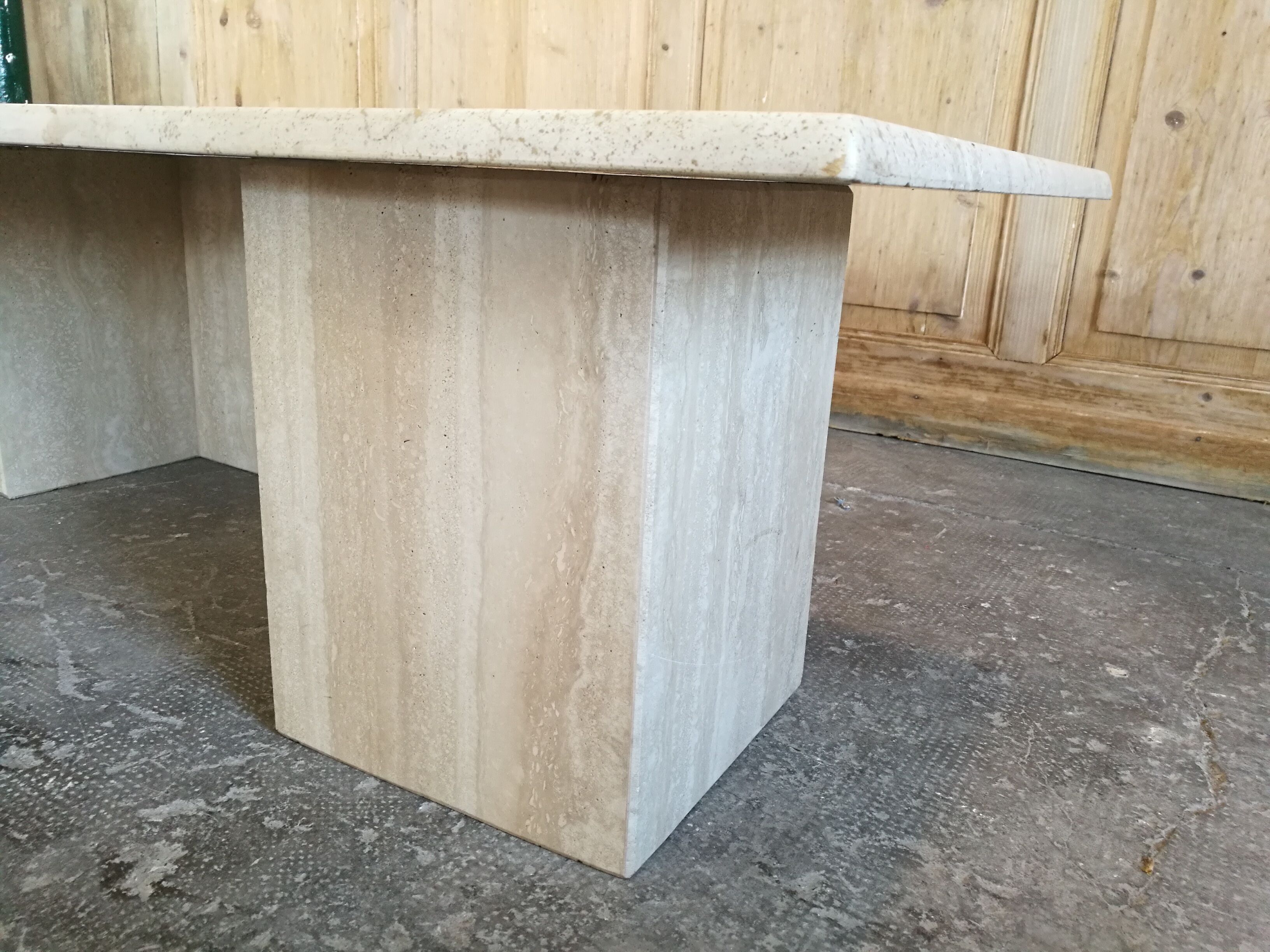 Rectangular travertine coffee table