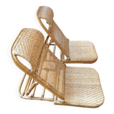 Paire de fauteuils pliables en rotin