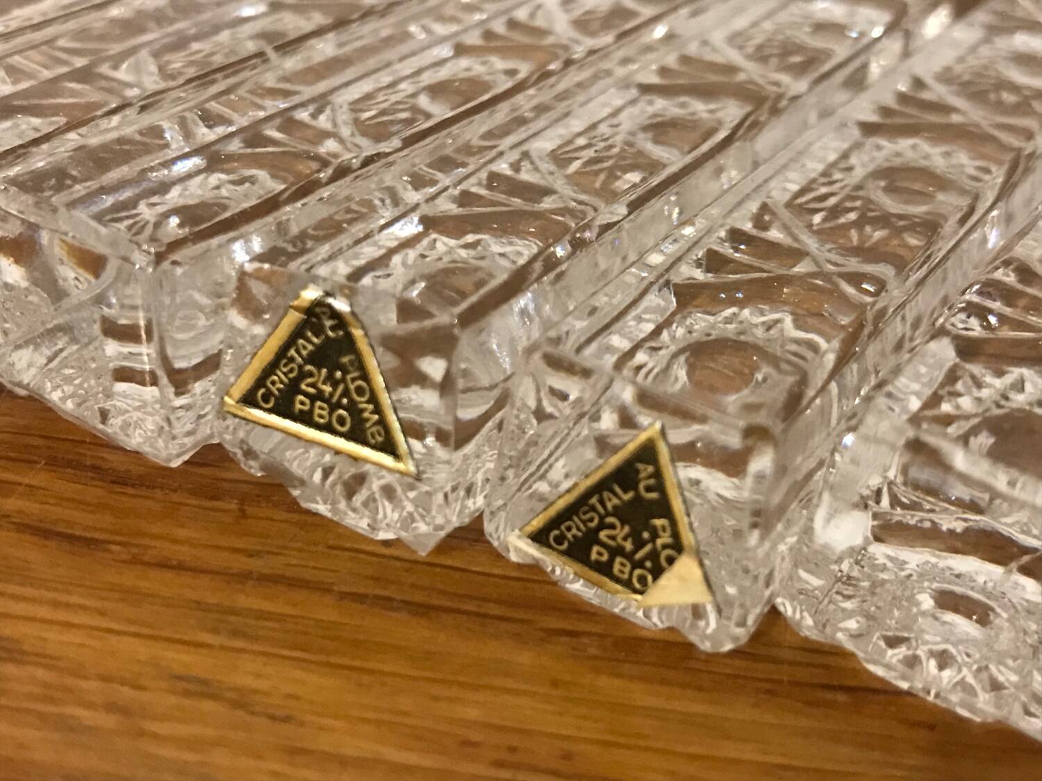 12 porte-couteaux en cristal au plomb vintage