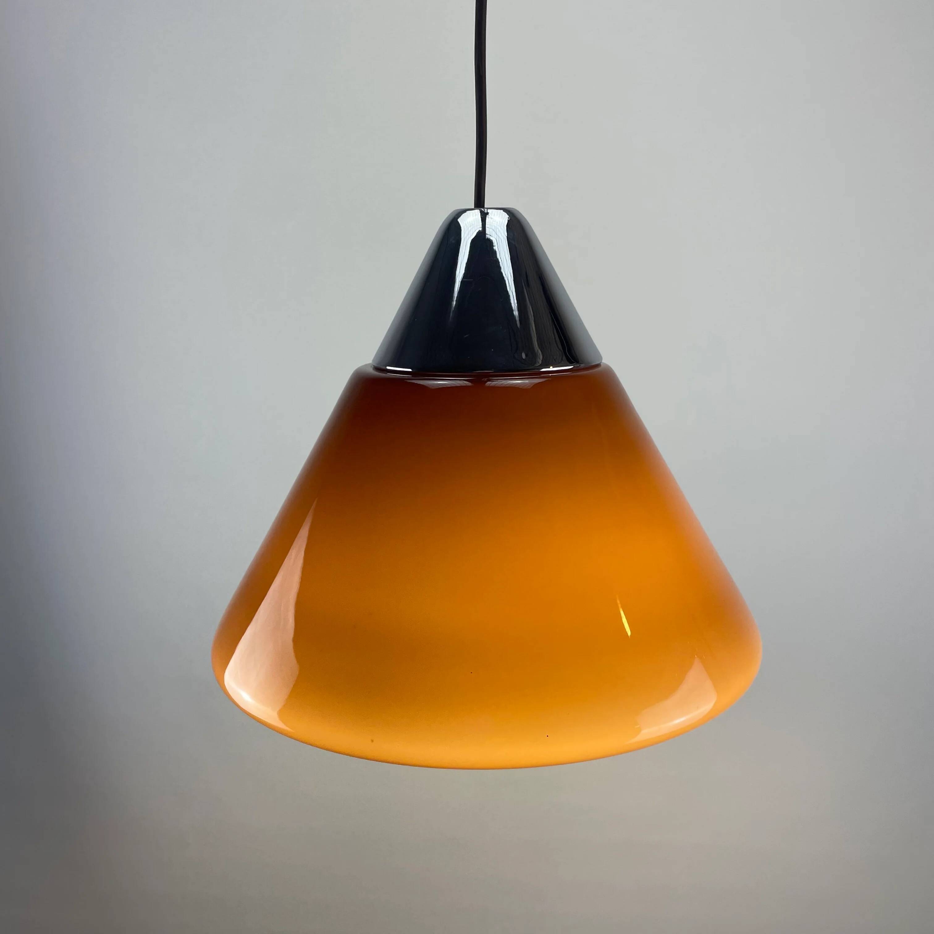 Suspension en verre marron par Hustadt Leuchten, 1960