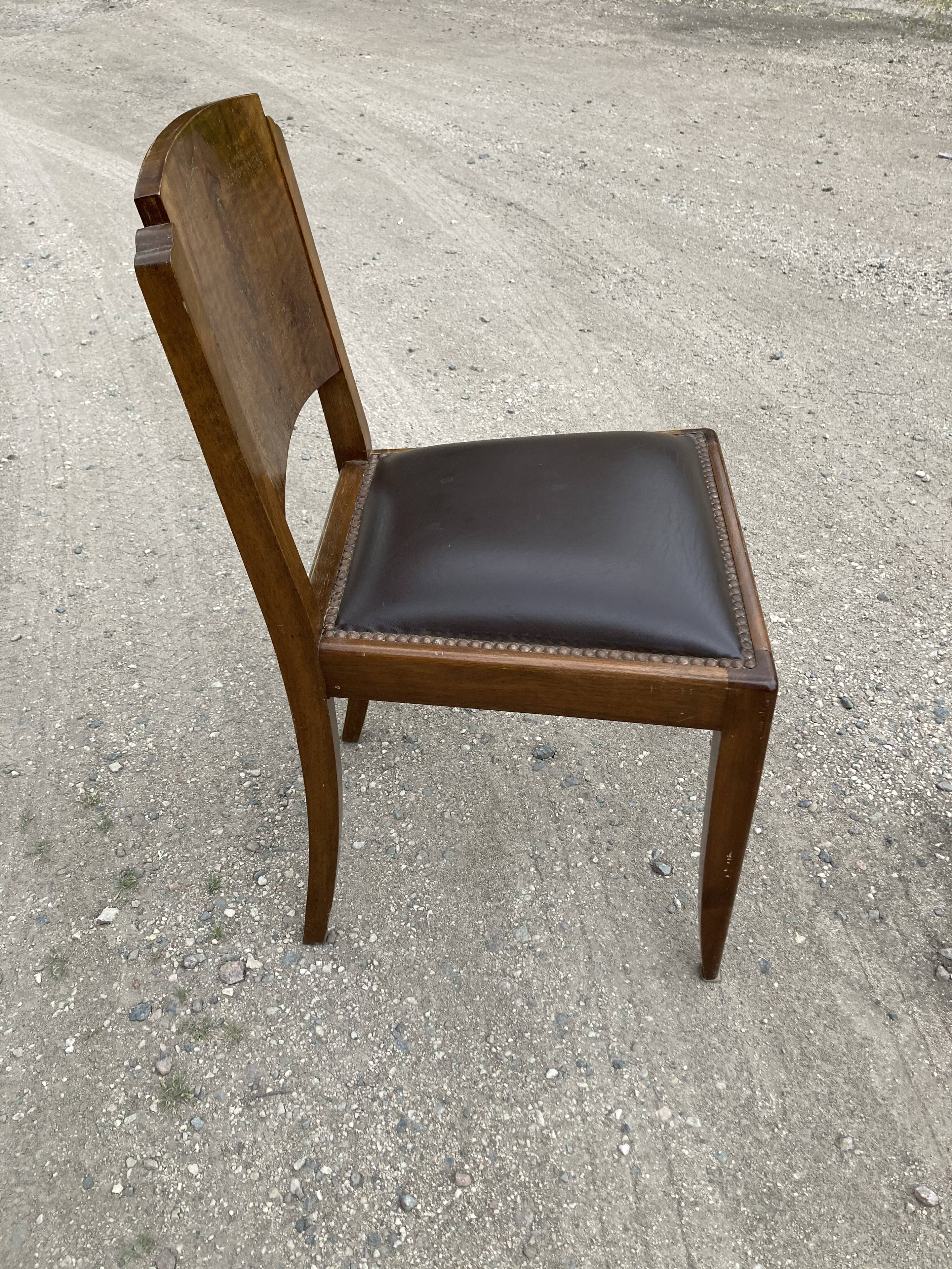 Set de 6 chaises art déco assise cuir