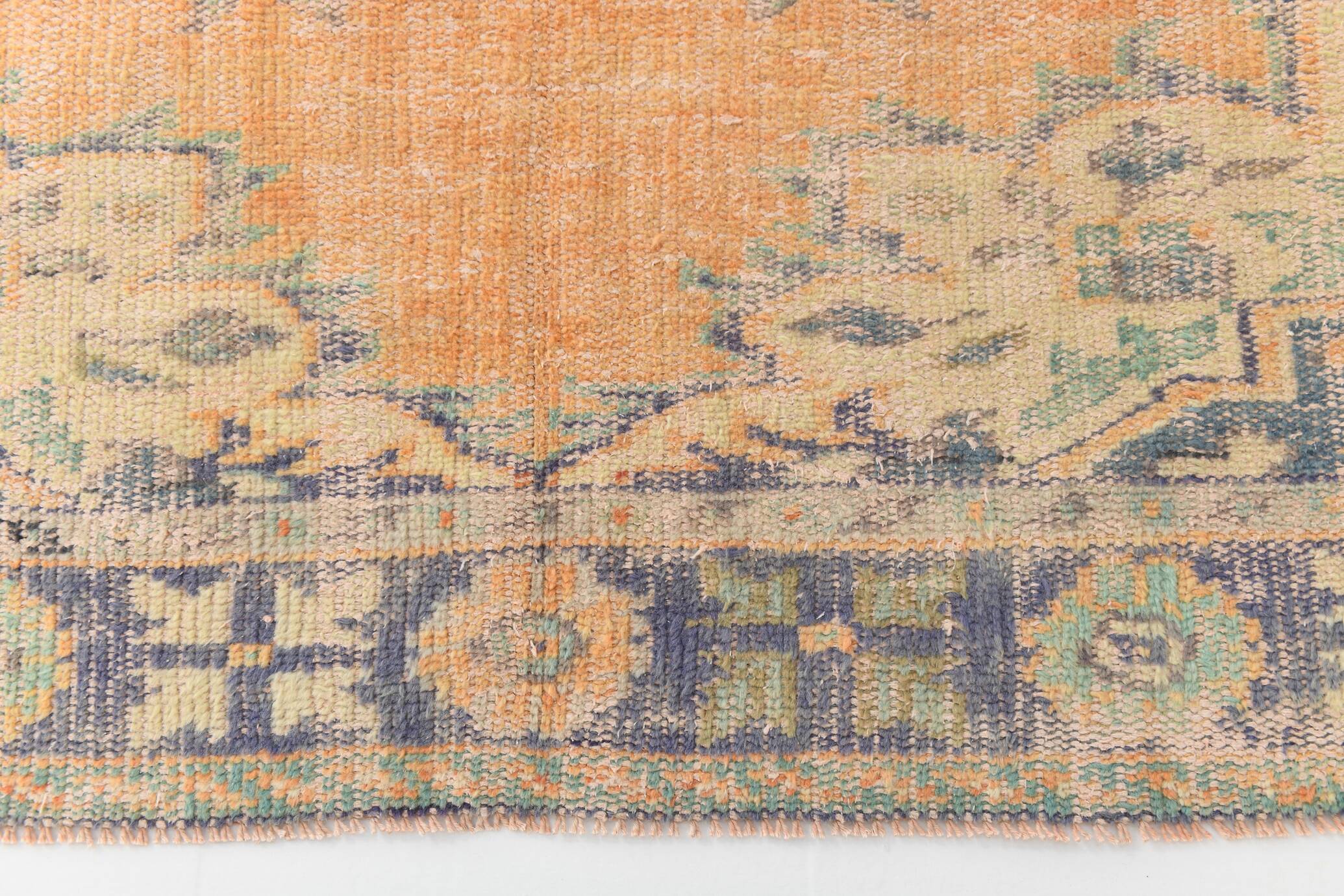6x10 Turkish Light Orange Cream Vintage Rug, 195x313Cm