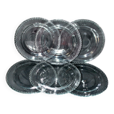 Set of glass presentation plates – 6 large vintage engraved plates 31cm