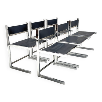 Brutalist chrome dining set by Sigma Furniture, Deinze, Belgium, 1960s.