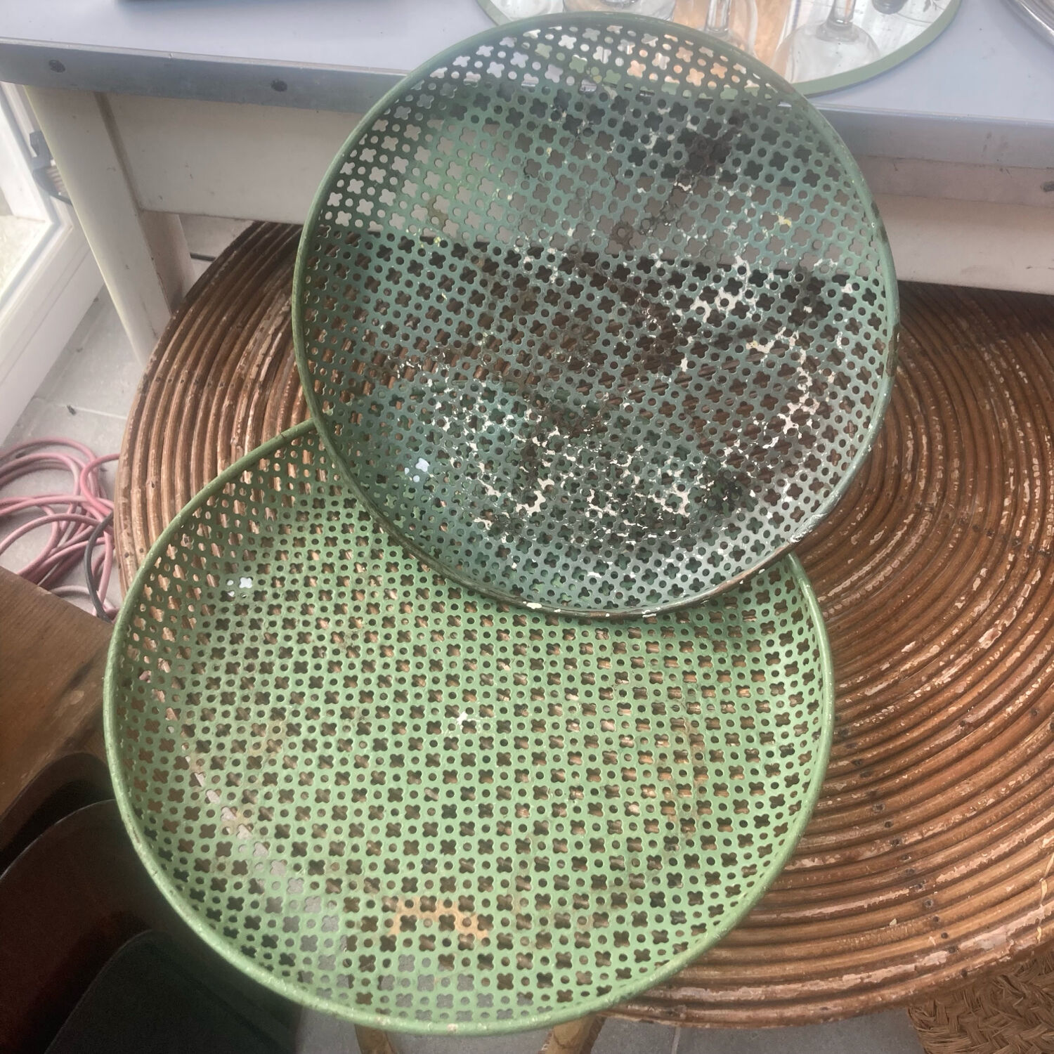 Two round trays by Mathieu Mategot
