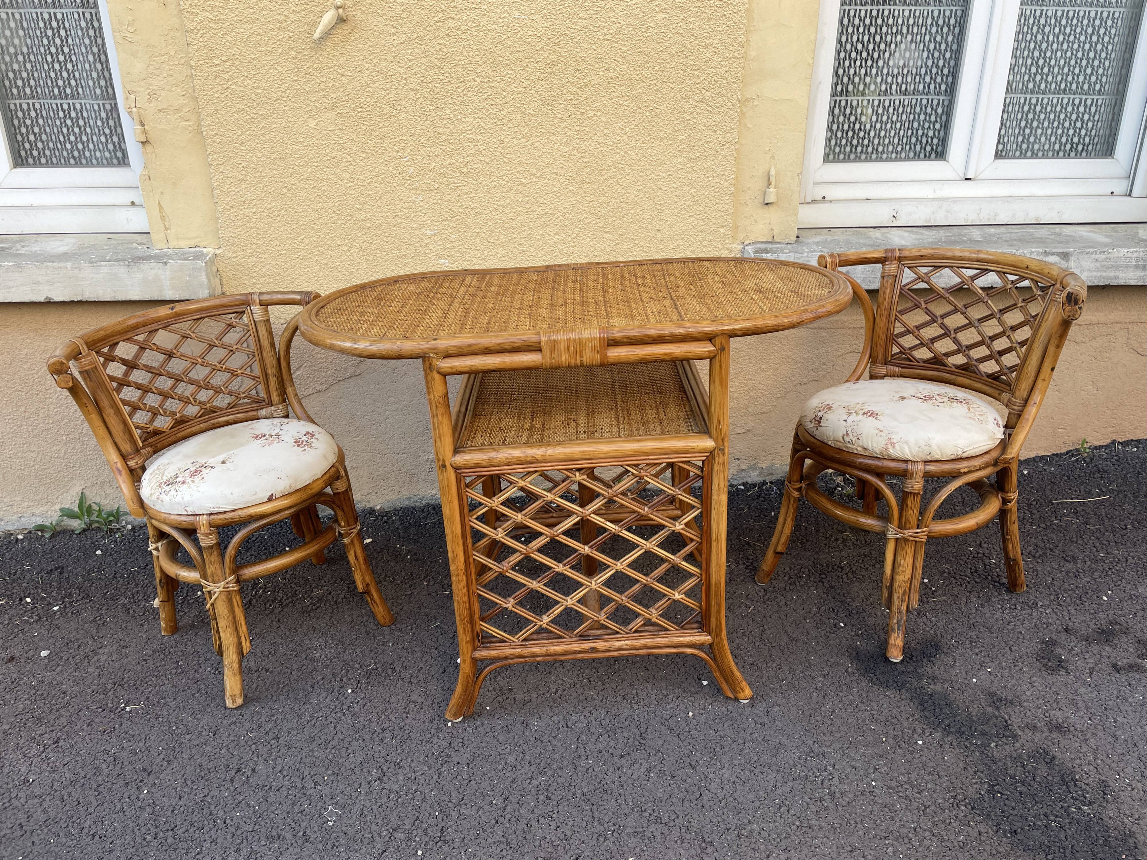 Rattan bamboo table and chairs set