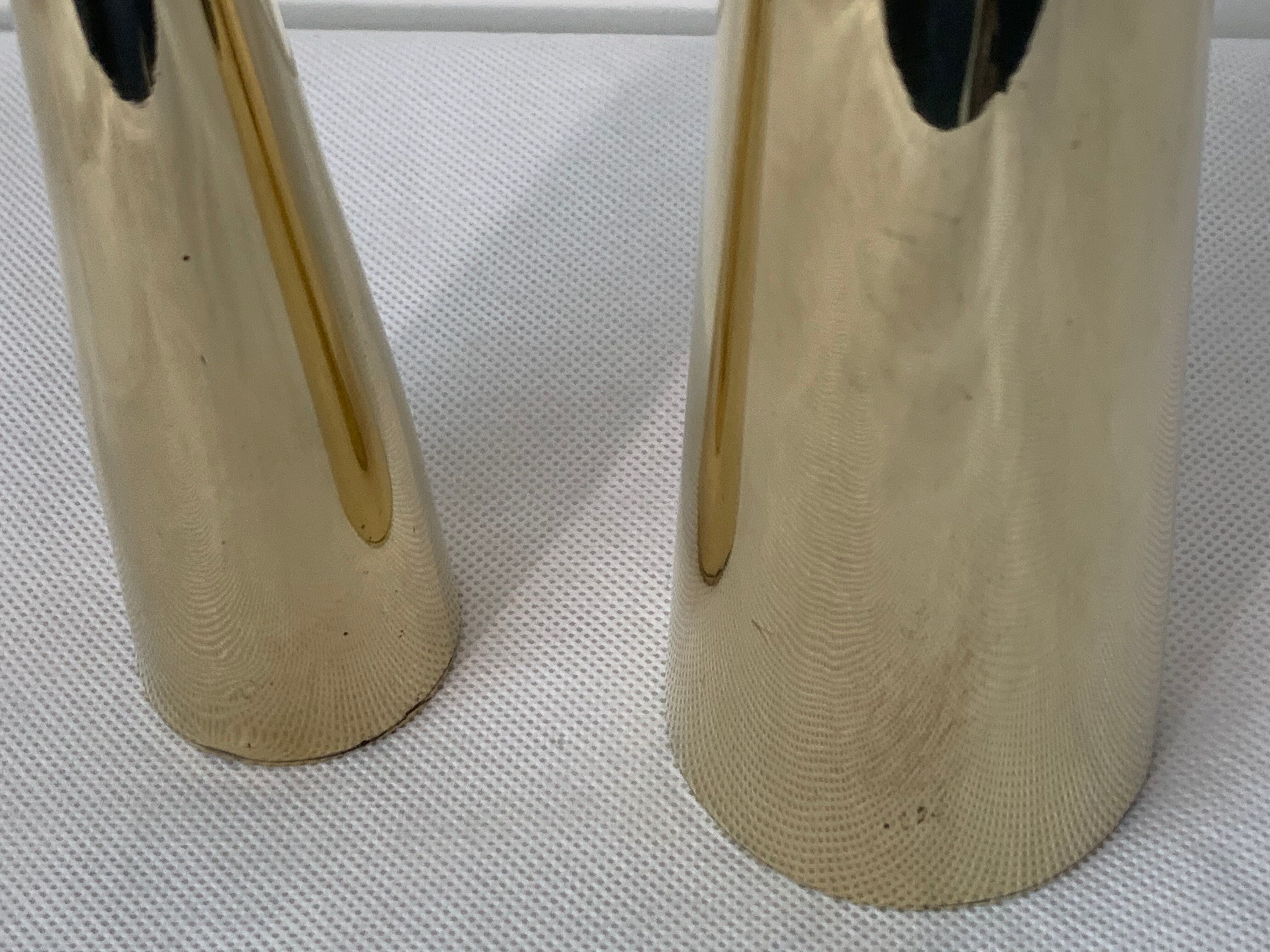 Pair of Lino Sabattini Cardinal brass vases for Christofle