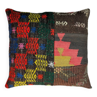 Vintage turkish kilim cushion cover , 55 x 55 cm