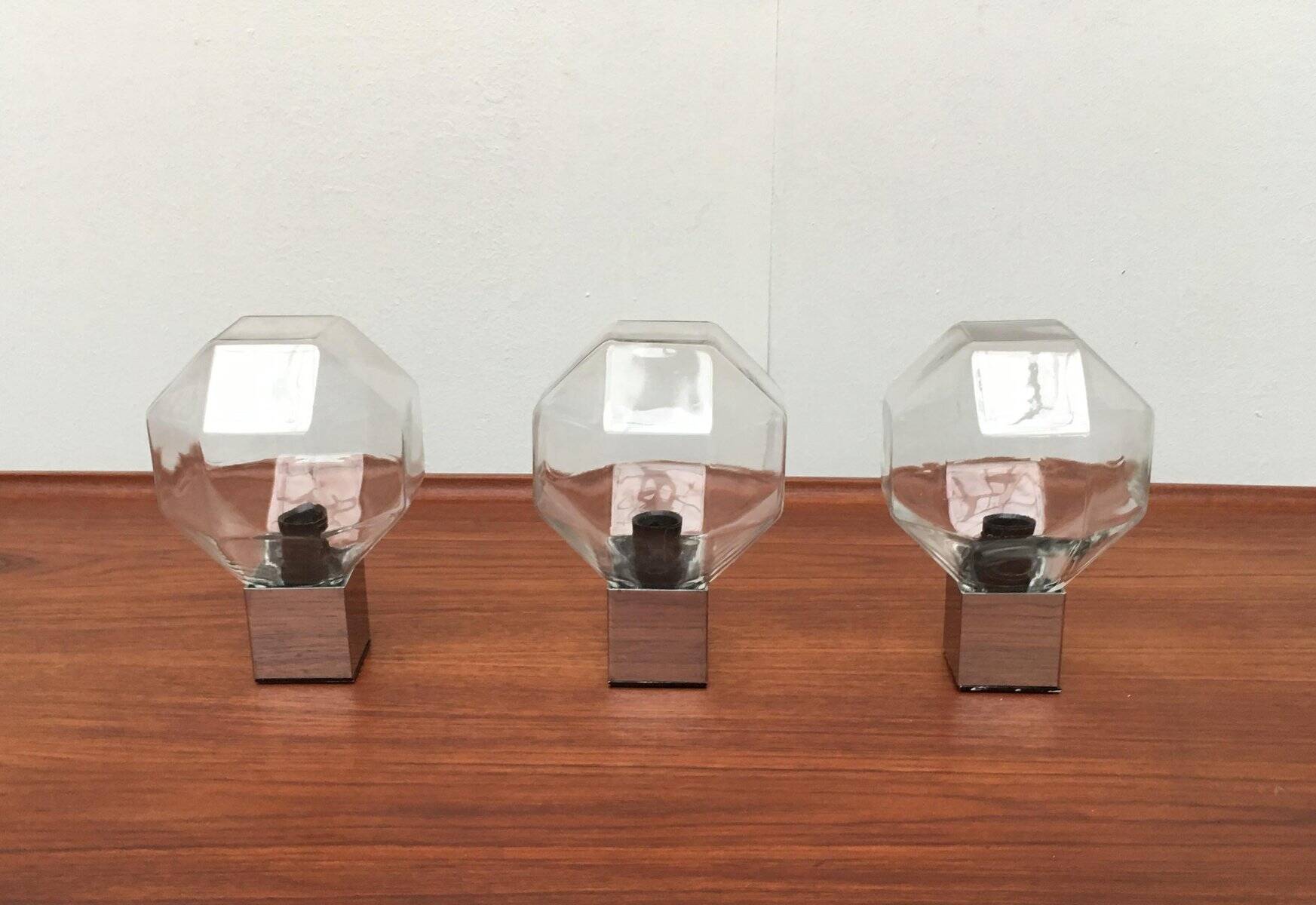 German Vintage Lamps Space Chrome and Glass by Motoko Ishii for Staff