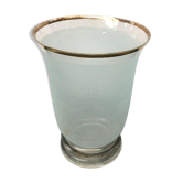 Vase ancien verre poli bleu avec decor doré vintage