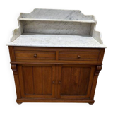 Meuble de toilette en noyer et marbre de carrare