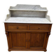 Meuble de toilette en noyer et marbre de carrare