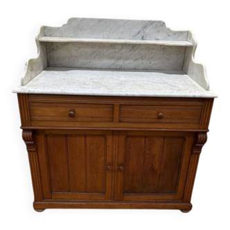 Meuble de toilette en noyer et marbre de Carrare