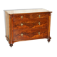 Commode Victorienne en Bois Flammé avec Roulettes en Porcelaine
