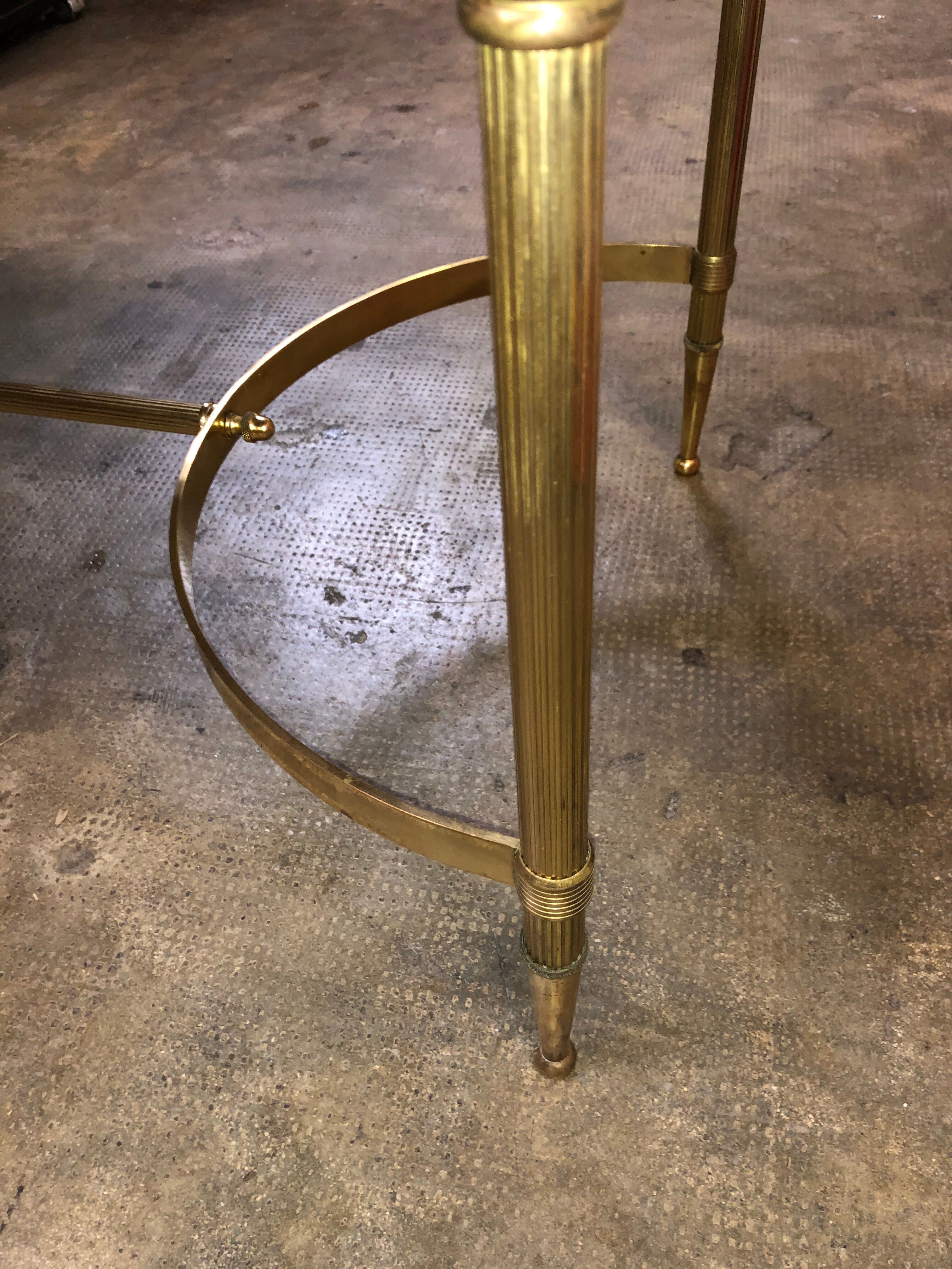 Coffee table in brass and white marble