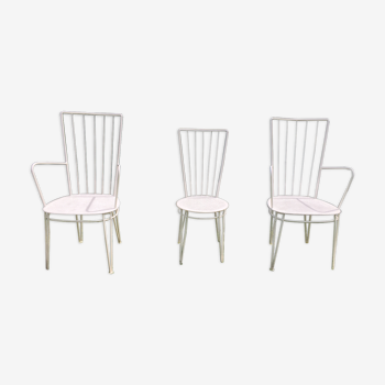 Ensemble 3 chaises de jardin en metal