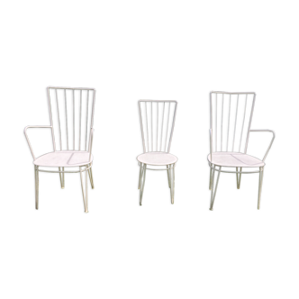 Ensemble 3 chaises de jardin en metal