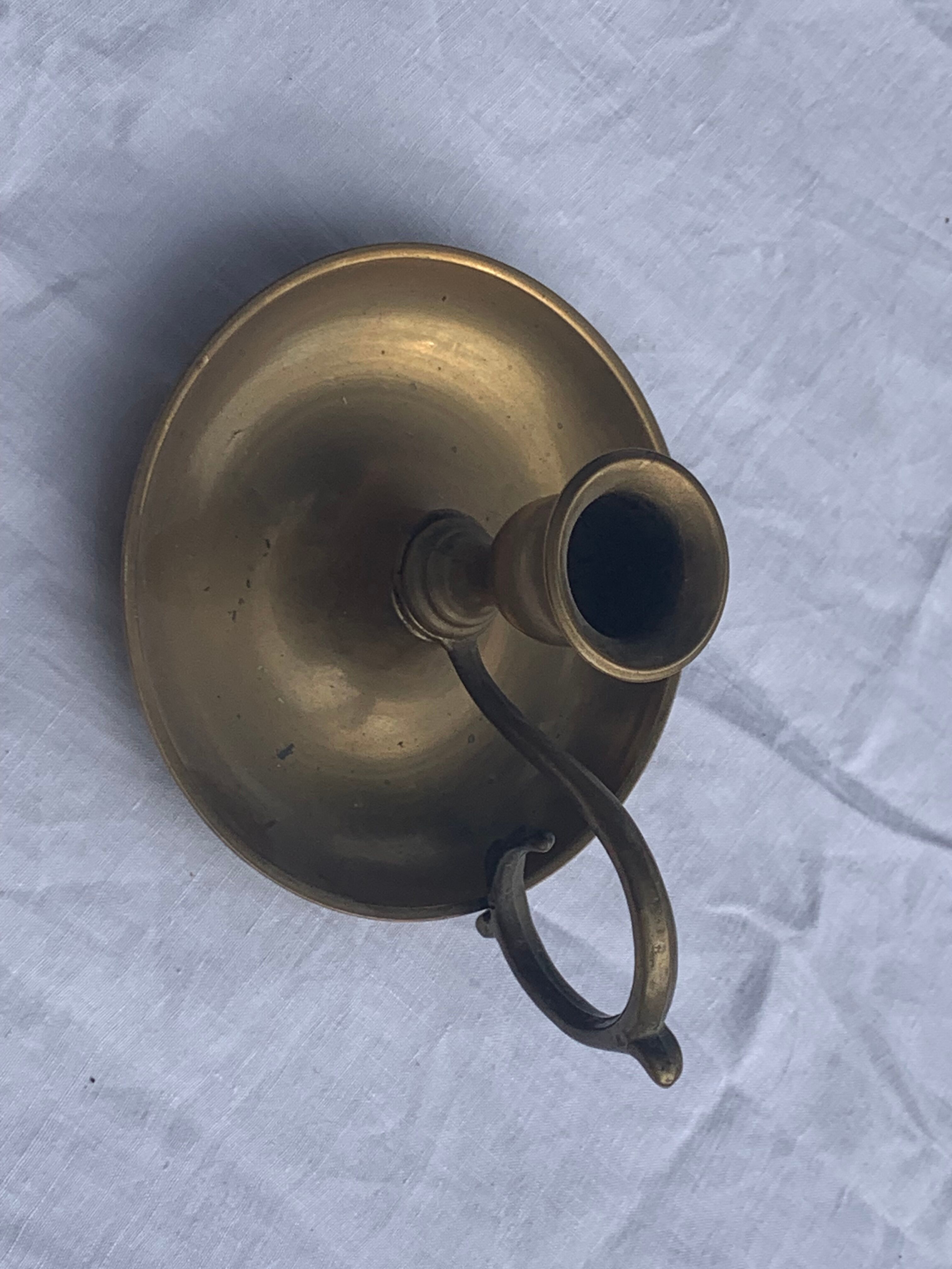 Antique thumb holder, vintage gilded brass cellar rat