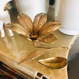 Golden brass flower ashtray