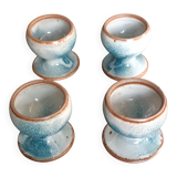 Four stoneware egg cups from Saint Amand pottery by Roger Jacques, vintage.