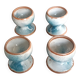 Four stoneware egg cups from Saint Amand pottery by Roger Jacques, vintage.