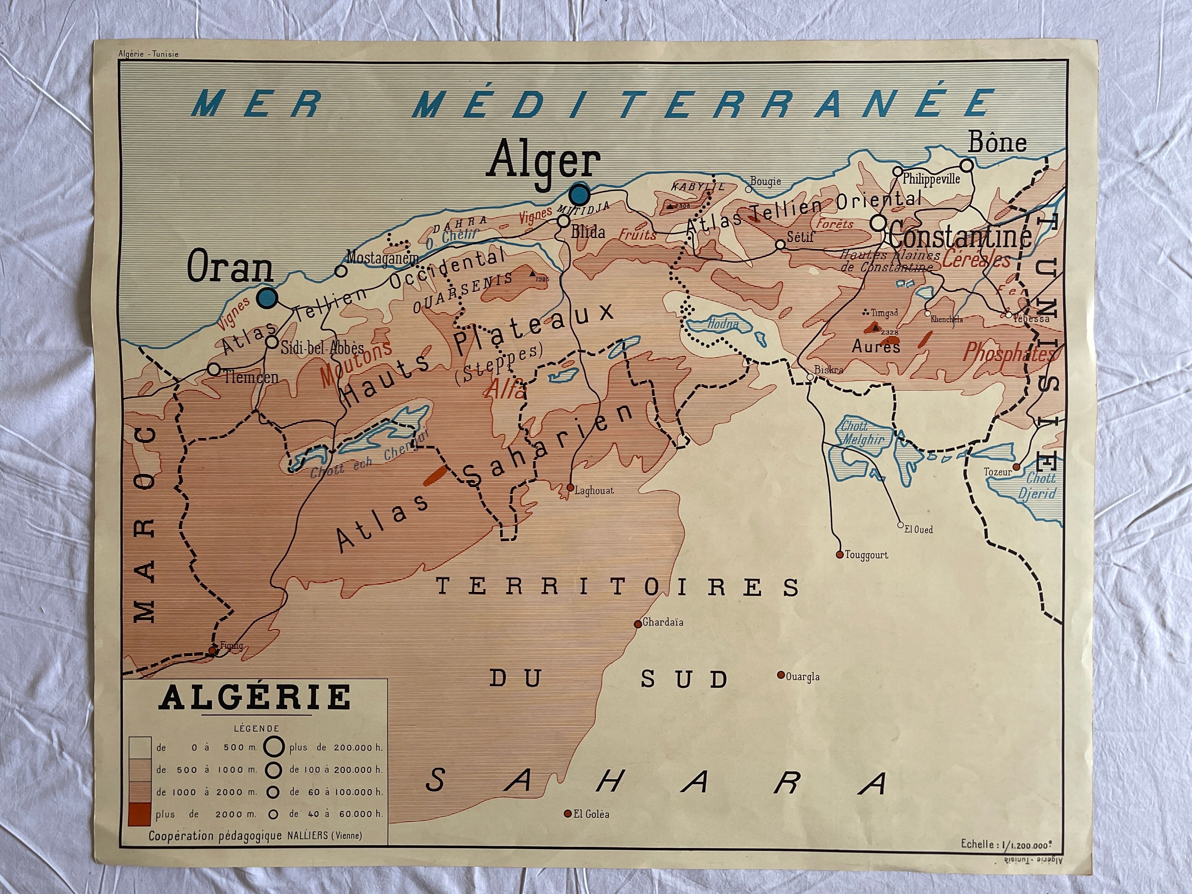 Old School Map 50/60s Algeria / Tunisia, Editions Rossignol