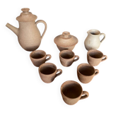 Lot old tea coffee service vallauris style ceramic beige 9p vintage #b843