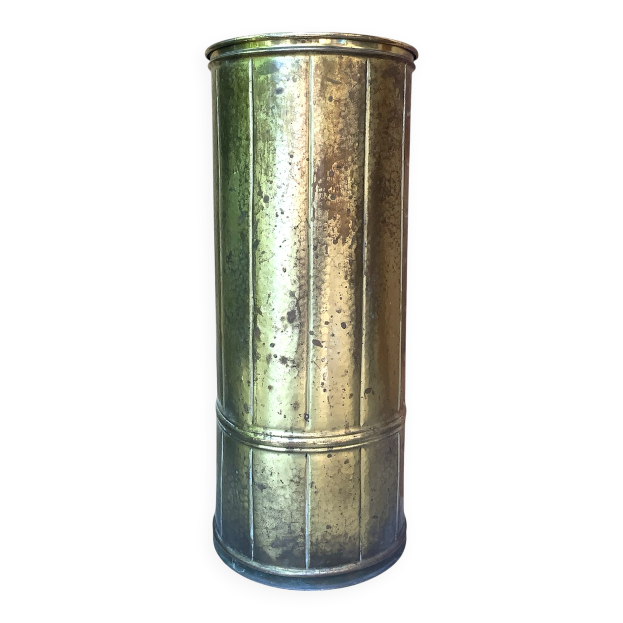 Vintage umbrella stand in patinated shell casing