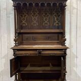 Gothic walnut sideboard with marble top, early 20th century