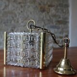 Vintage brass glass chandelier