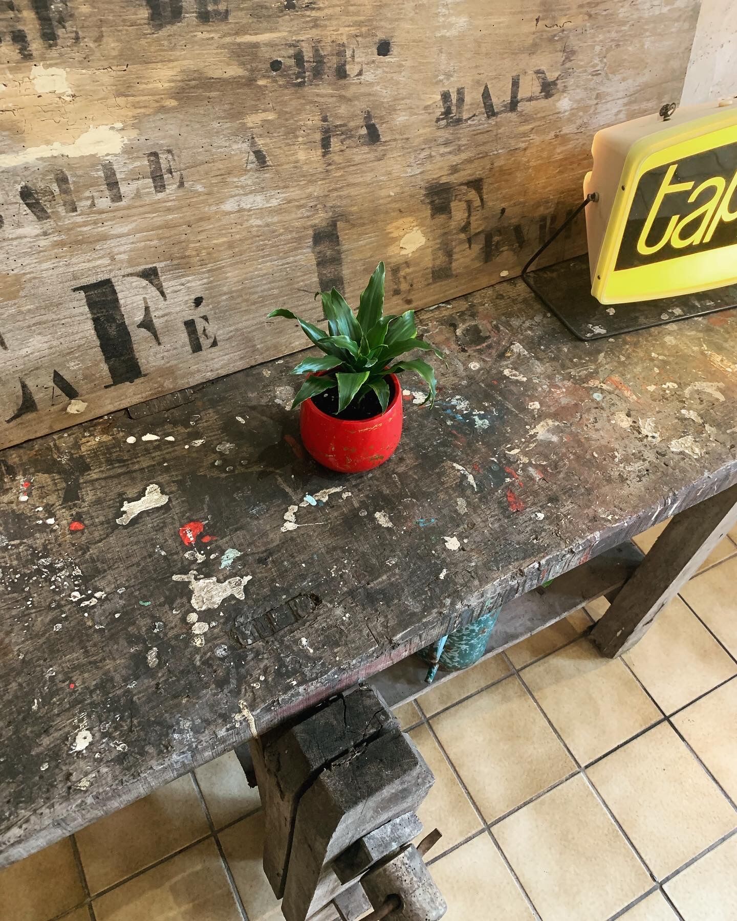 Old wooden workbench
