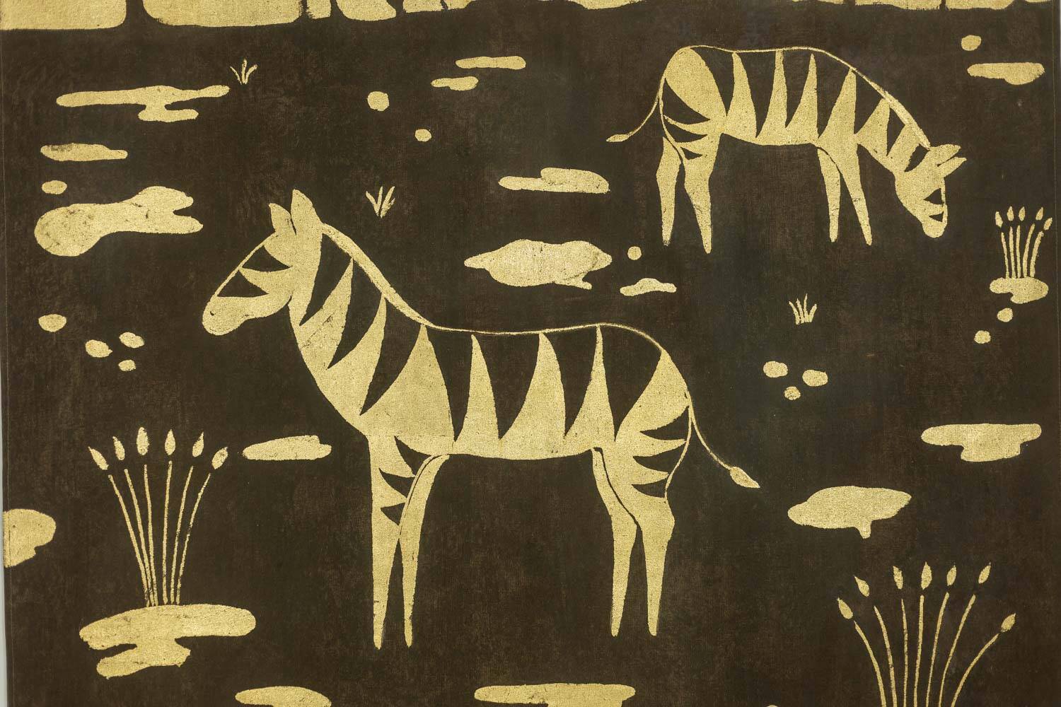 Toile peinte à décor de zèbres, travail d'artiste contemporain