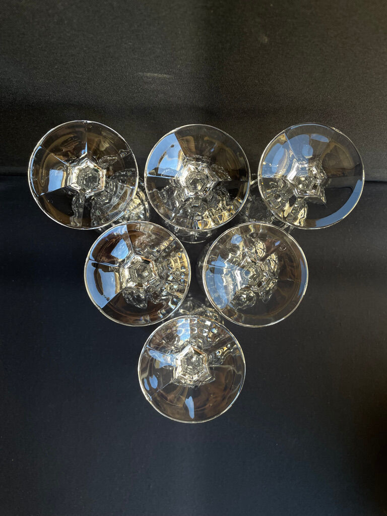 Bohemia - glasses on foot (6) - Modern mid-century - Lead crystal 24% Pbo