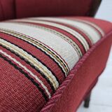 1960s, Danish armchair by Alfred Christensen, red furniture wool fabric.