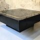 Table basse carrée en laque noire et laiton-Jean-Claude Mahey