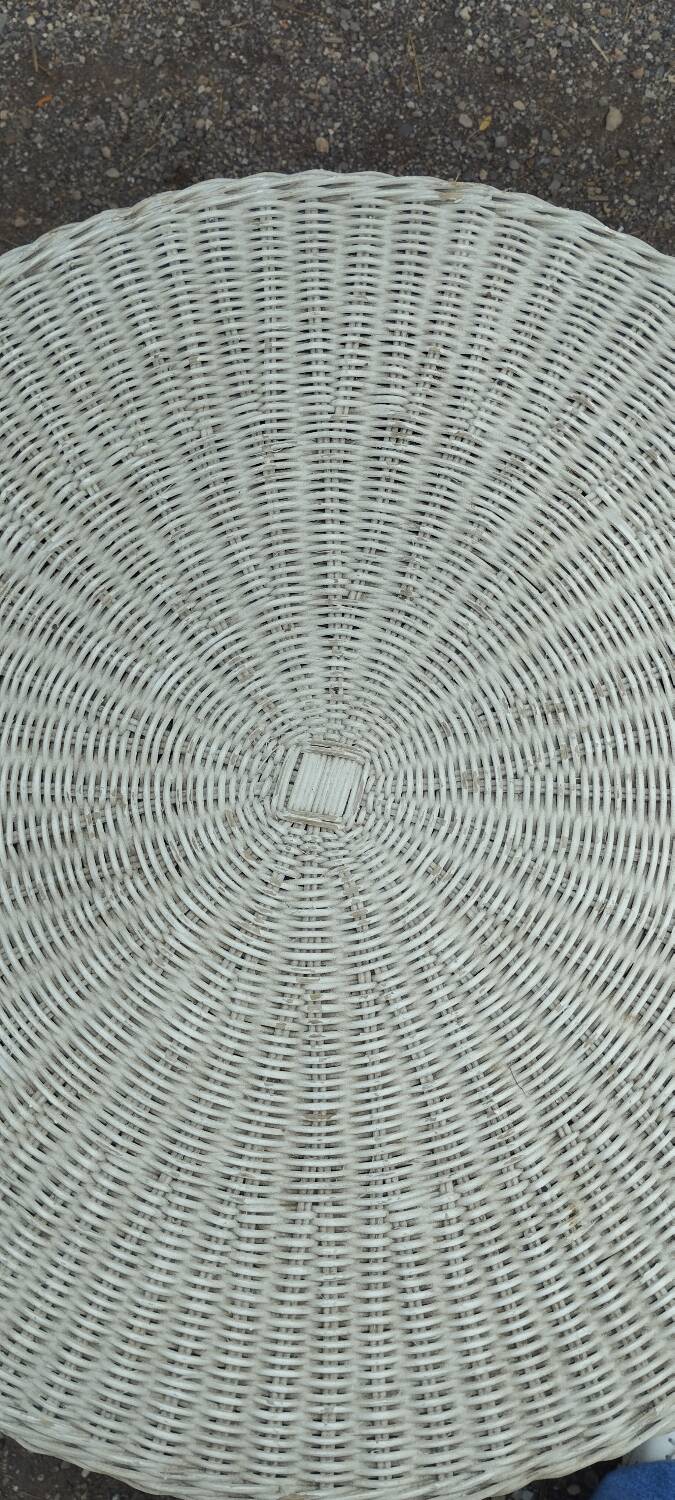 White wicker side table in Victorian style